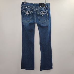 Miss Me Boot Embellished Bedazzled Back Pockets Blue Jeans